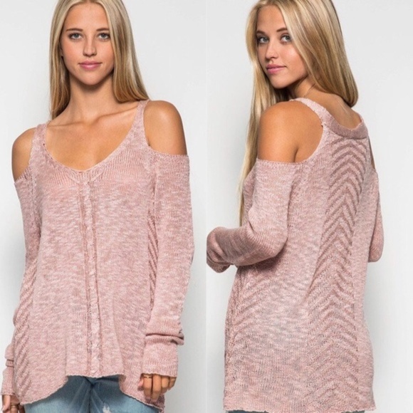 Long Sleeve Cold Shoulder Sweater - Picture 3 of 4
